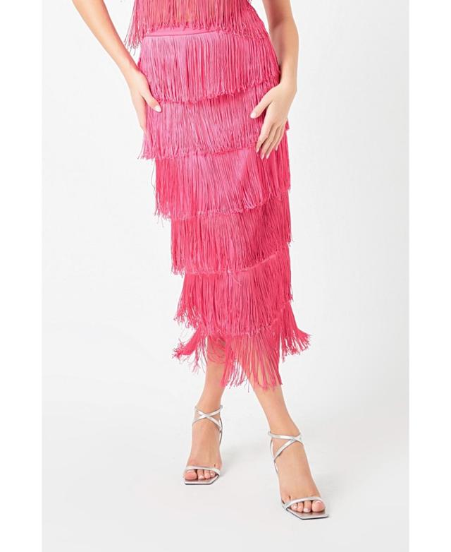 Women's Fringe Tiered Maxi Skirt Product Image