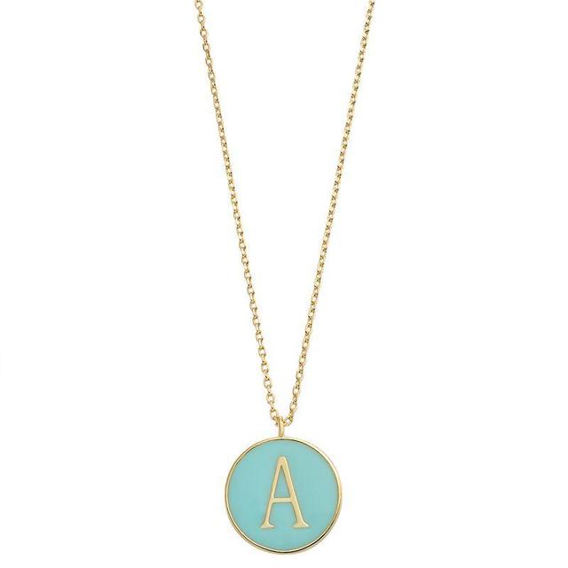 City Luxe Gold Tone Enamel Initial Disc Pendant Necklace, Womens Gold Tone B Product Image