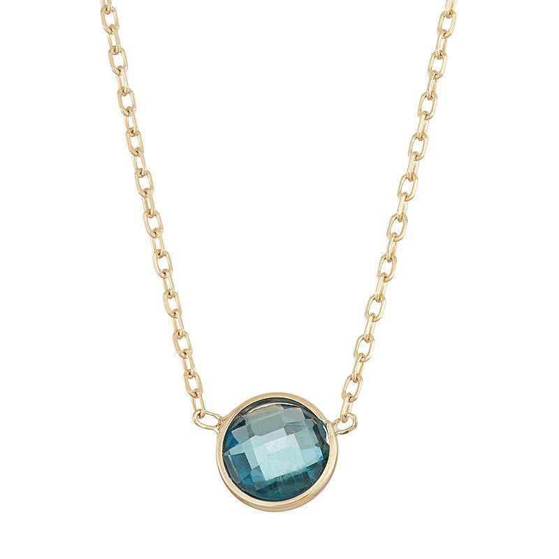 Designs by Gioelli 10k Gold London Blue Topaz Circle Pendant Necklace, Womens Product Image