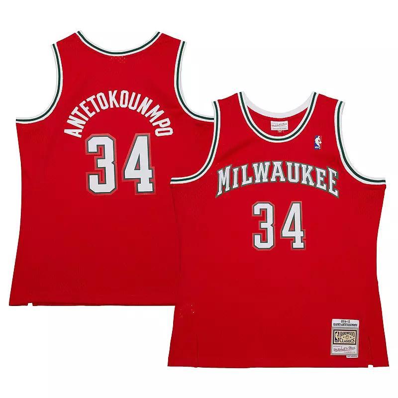 Mens Mitchell & Ness Giannis Antetokounmpo Milwaukee Bucks 2014/15 Hardwood Classics Swingman Jersey Product Image