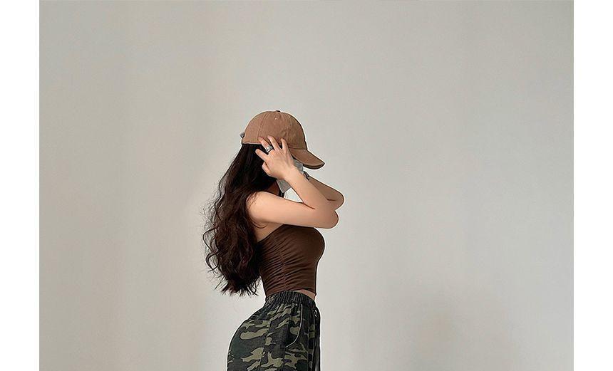 Low Rise Camo Print Wide Leg Cargo Pants Product Image