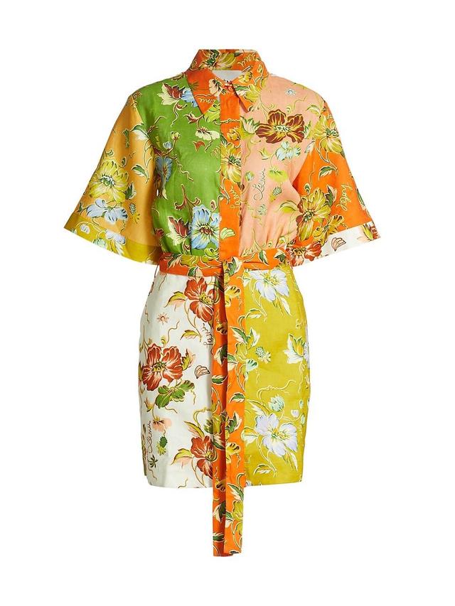 Womens Hotel Lamu Floral Spliced Linen Minidress Product Image