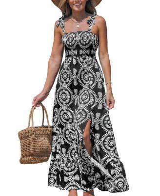 Cupshe Womens Ornate Print Slit Maxi Beach Dress Product Image