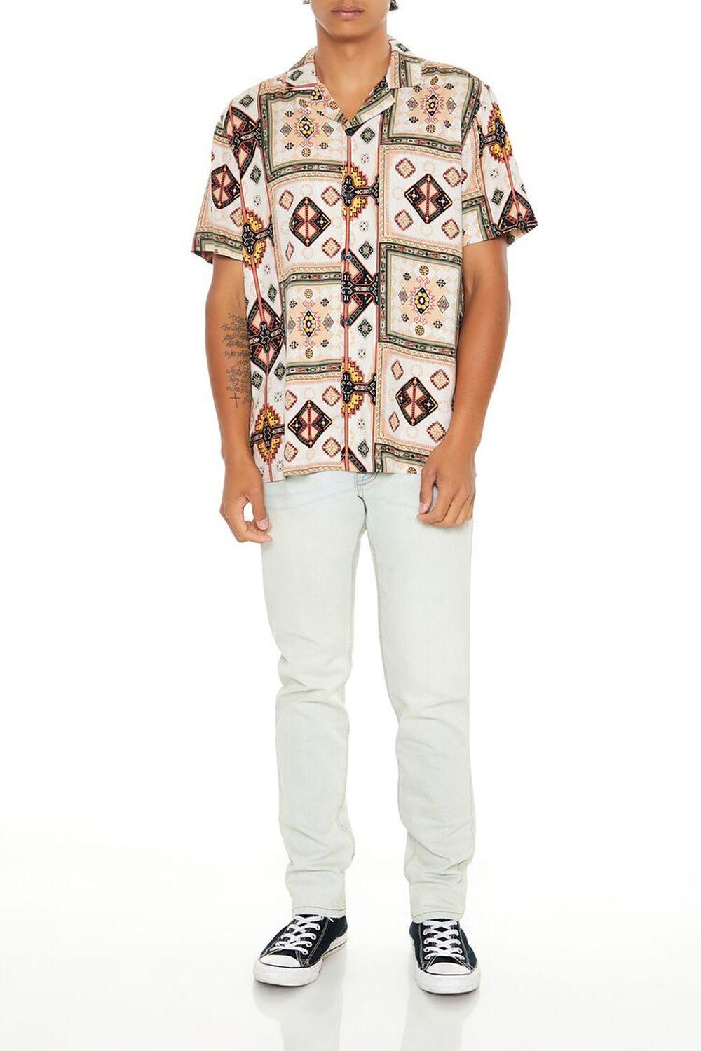 Geo Print Cuban-Collar Shirt | Forever 21 Product Image