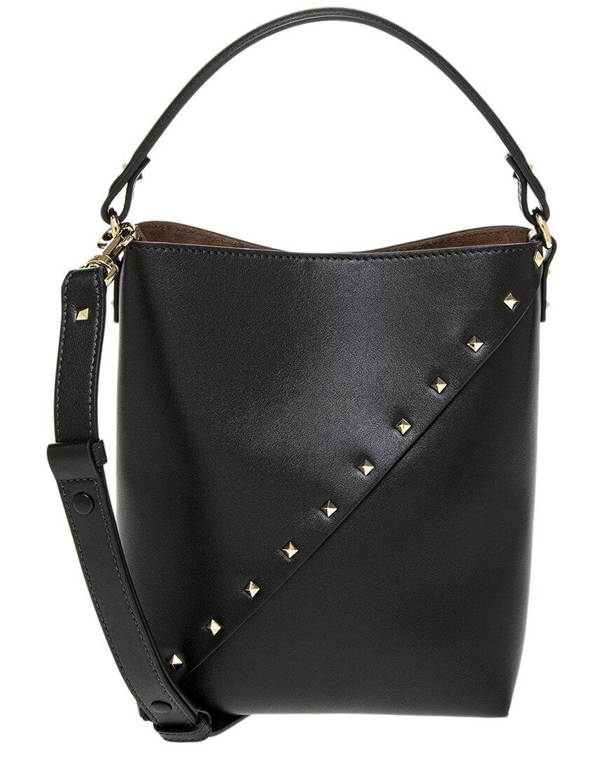 Small Leather Rockstud Wispy Bucket Bag In Black Product Image