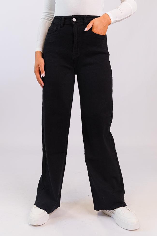 Kelsea Black Wash Wide Leg Jeans Product Image