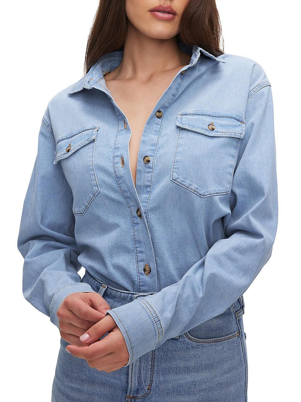 Good American Denim Button-Up Shirt Product Image