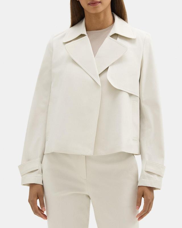 Cropped Coat in Cotton-Blend Twill Product Image