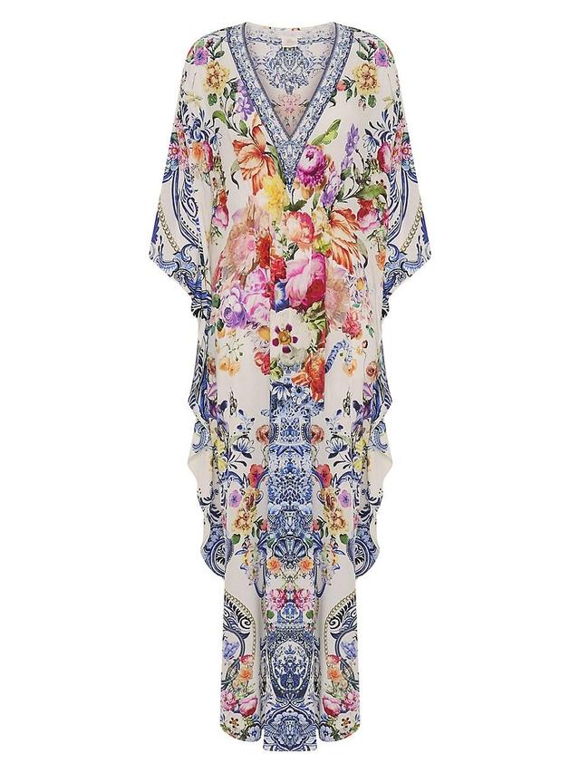 Womens Floral Silk Cover-Up Product Image