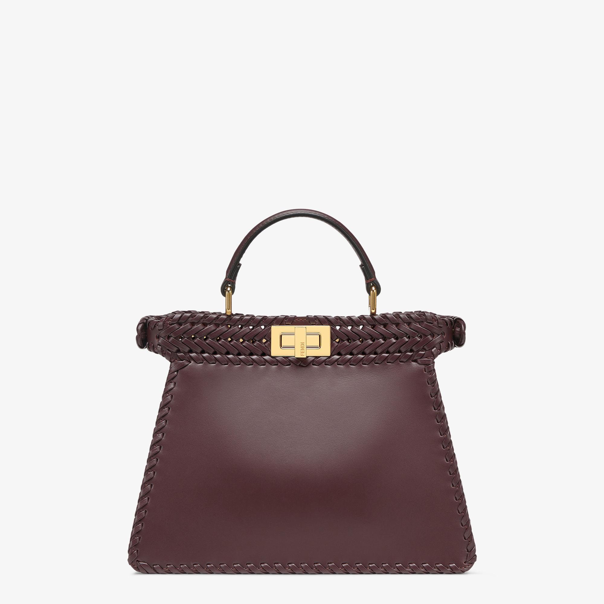 Peekaboo ISeeU SmallBurgundy braided leather bag Product Image