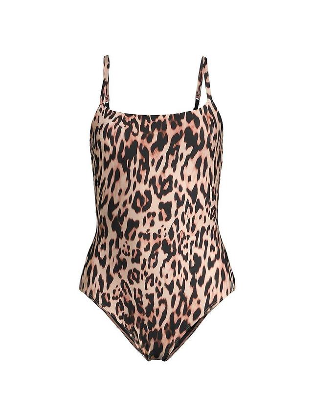 Womens Sculpting Leopard One-Piece Swimsuit Product Image