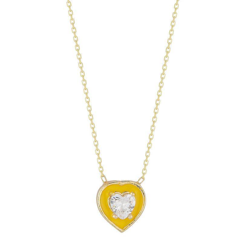 Sunkissed Sterling Cubic Zirconia Heart Pendant Necklace, Womens Gold Tone Yellow Product Image