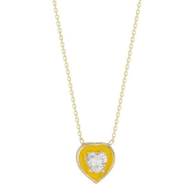 Sunkissed Sterling Cubic Zirconia Heart Pendant Necklace, Womens Gold Tone Yellow Product Image