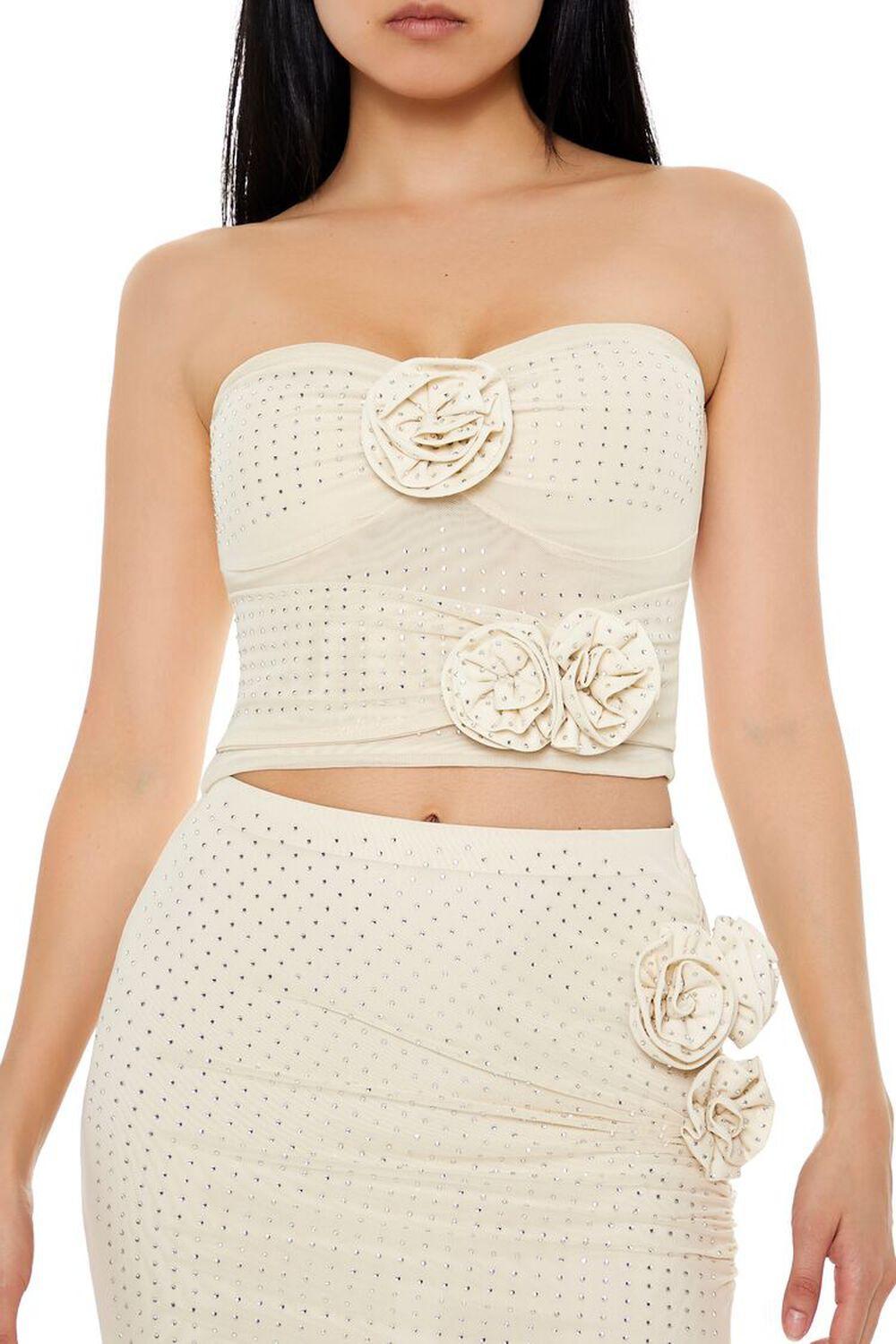 Rhinestone Rosette Tube Top | Forever 21 Product Image