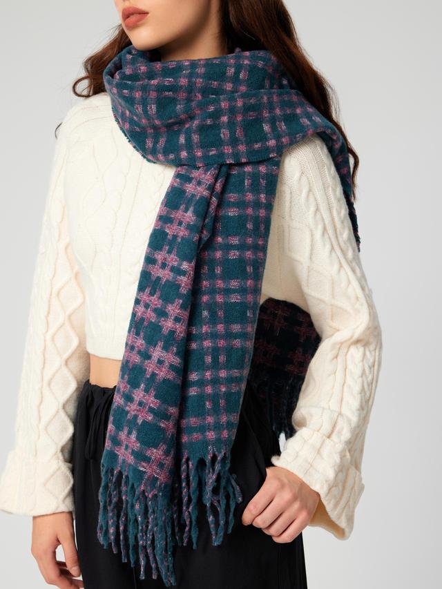 CHECKED TASSEL SCARF Product Image