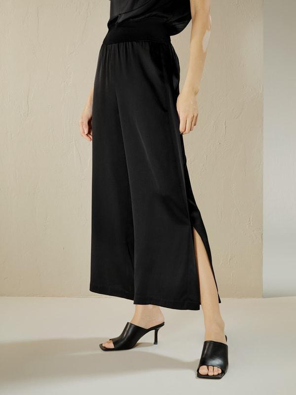 Wide leg cropped silk pants Product Image