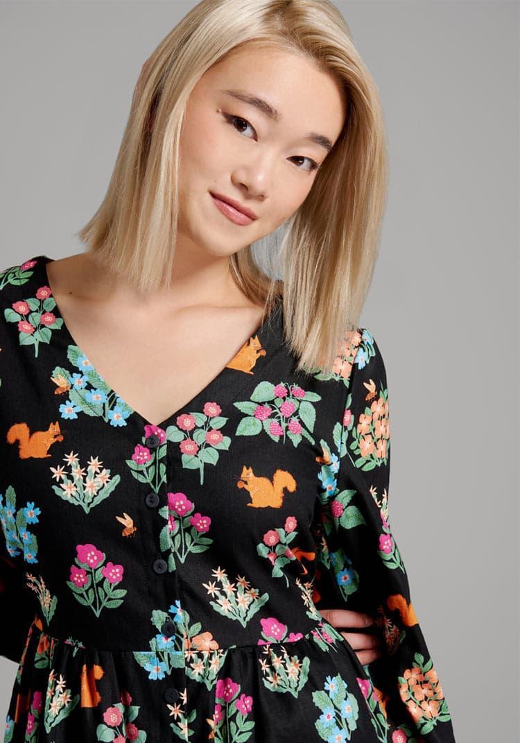 Flower Squirrel Shirt Dress Product Image