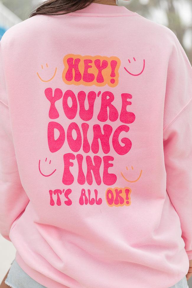 Hey You Light Pink Oversized Graphic Sweatshirt Product Image