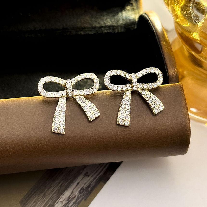 Rhinestone Bow Stud Earring Product Image