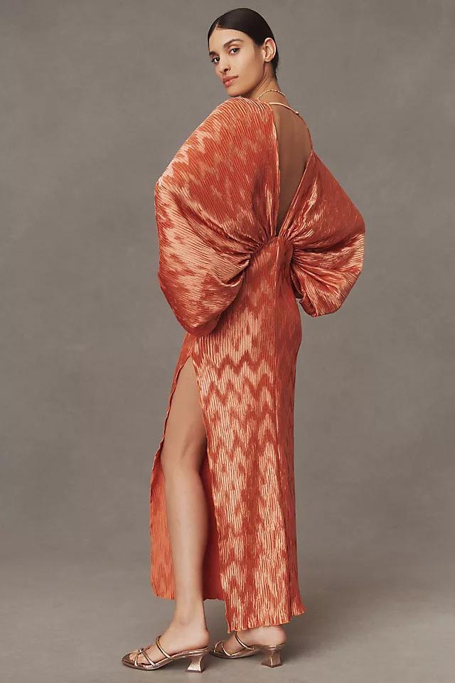 L'IDÉE Riviera Deep-V Balloon-Sleeve Satin Gown Product Image