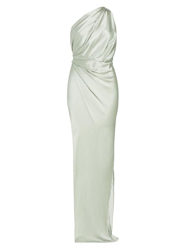 Womens Silk Draped One-Shoulder Gown Product Image