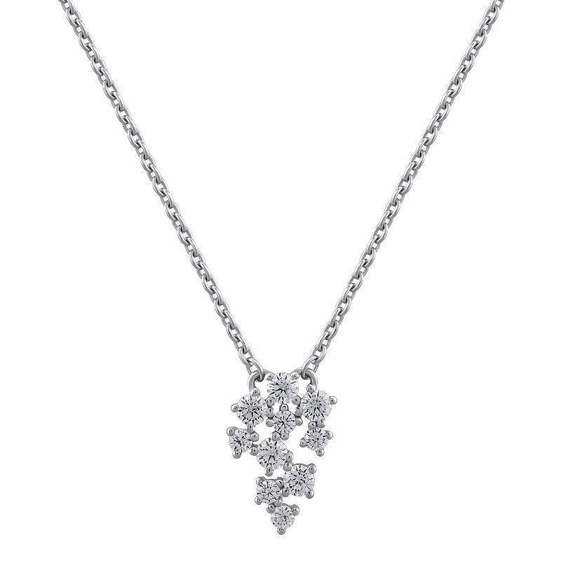 OLIVIA AND HARPER Sterling Silver Cubic Zirconia Drop Pendant Necklace, Womens Product Image