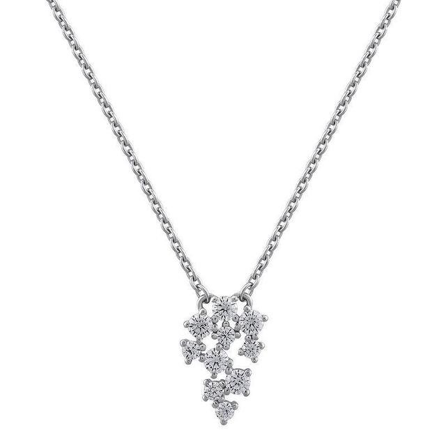 OLIVIA AND HARPER Sterling Silver Cubic Zirconia Drop Pendant Necklace, Womens White Product Image