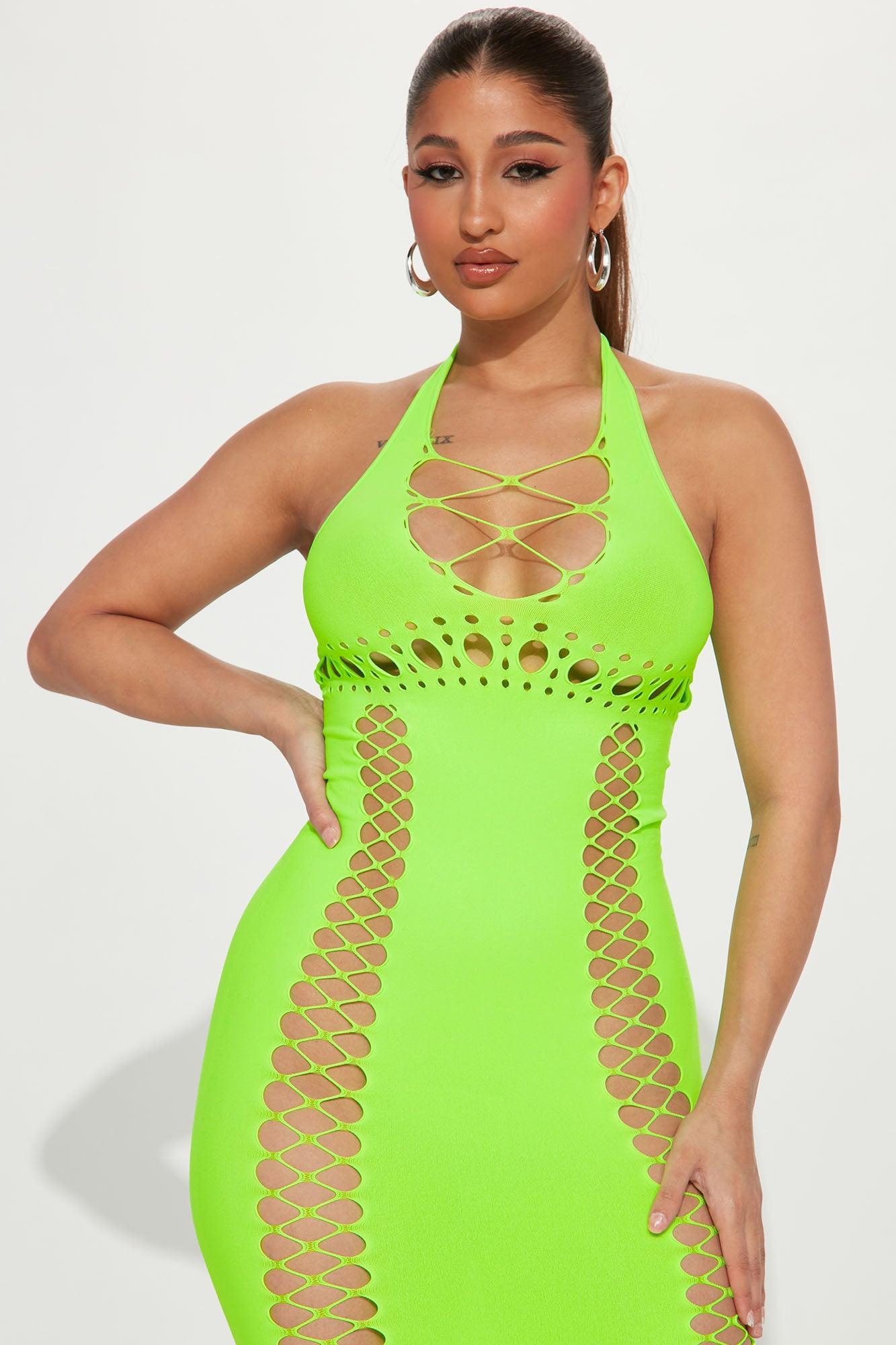 Hottest In The Room Seamless Midi Dress - Lime Product Image