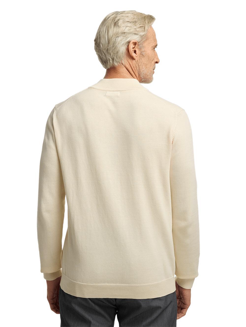 Supima Cotton Four Button Mock Neck Sweater - Ivory Product Image