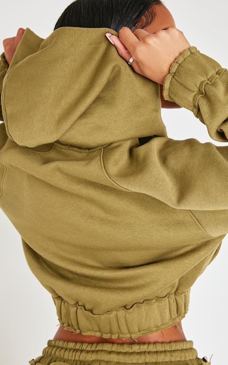 Shape Olive Distressed Elasticated Waistband Cropped Hoodie Product Image