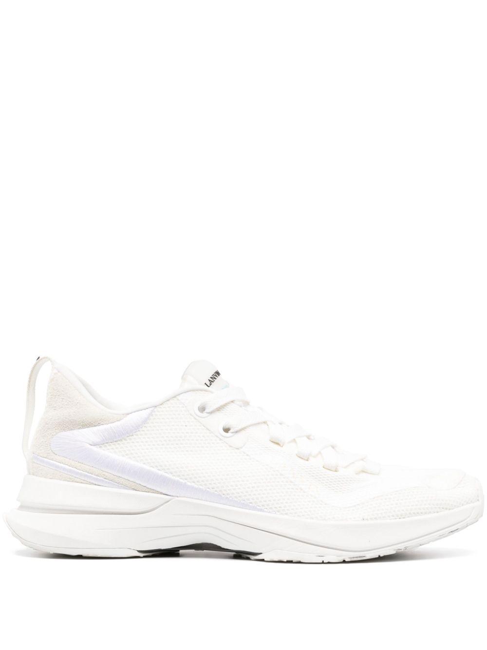 LANVIN Logo-detail Mesh Sneakers In White/white Product Image