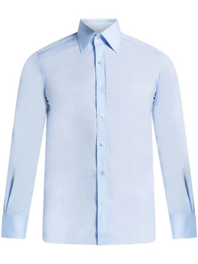 TOM FORD Cotton Shirt In Blue Product Image