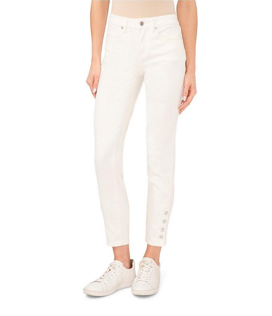 CeCe Indigo Wash Pearl Cuff Skinny Denim Jeans Product Image