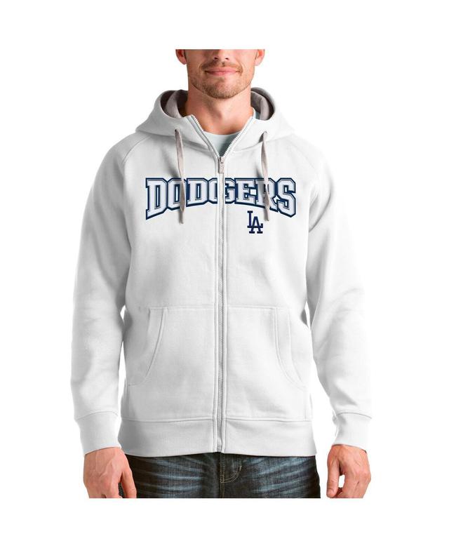 Antigua Mens White Los Angeles Dodgers Team Logo Victory Full-Zip Hoodie Product Image