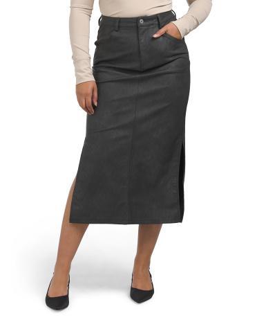 Textured Faux Leather Midi Skirt for Women product image