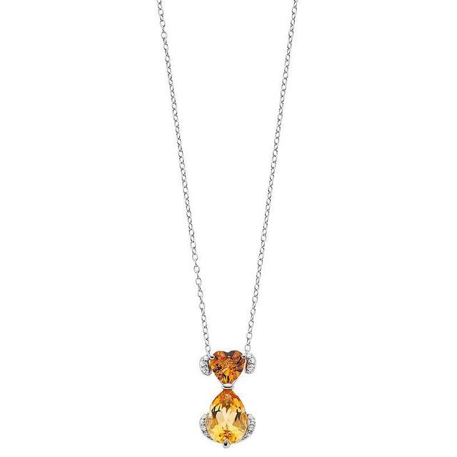 Sterling Silver Citrine & White Topaz Pendant Necklace, Womens Yellow Product Image