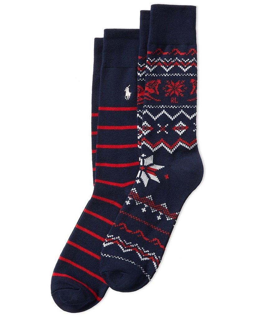 Polo Ralph Lauren Downhill Skier Fair isle Slack Crew Socks 2-Pack Product Image