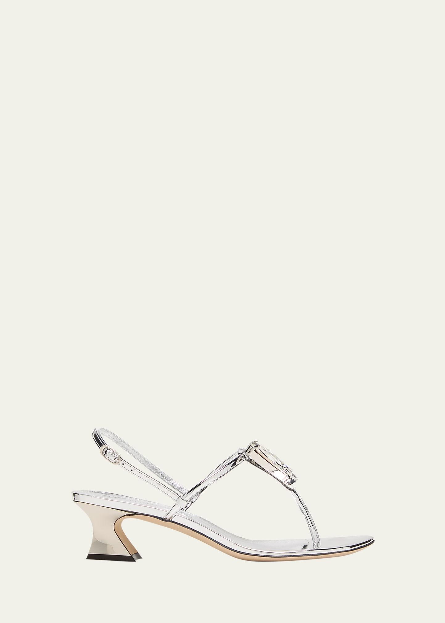 Metallic Jewel Thong Slingback Sandals Product Image