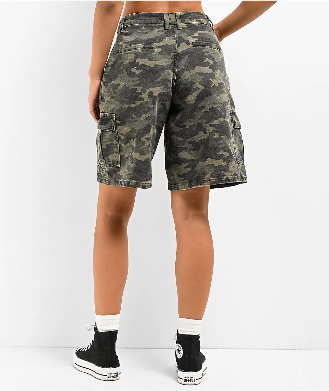 Angel Kiss Slouchy Camo Cargo Shorts Product Image