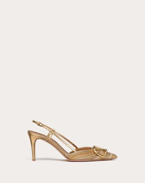 VLOGO SIGNATURE METALLIC SLINGBACK PUMPS WITH CORNELY EMBROIDERY 80MM Product Image