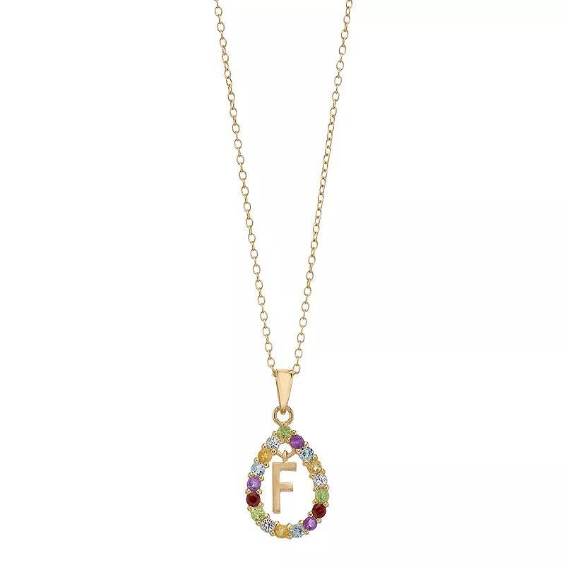 14k Gold Over Silver Gemstone Initial Pendant Necklace, Womens Yellow Product Image