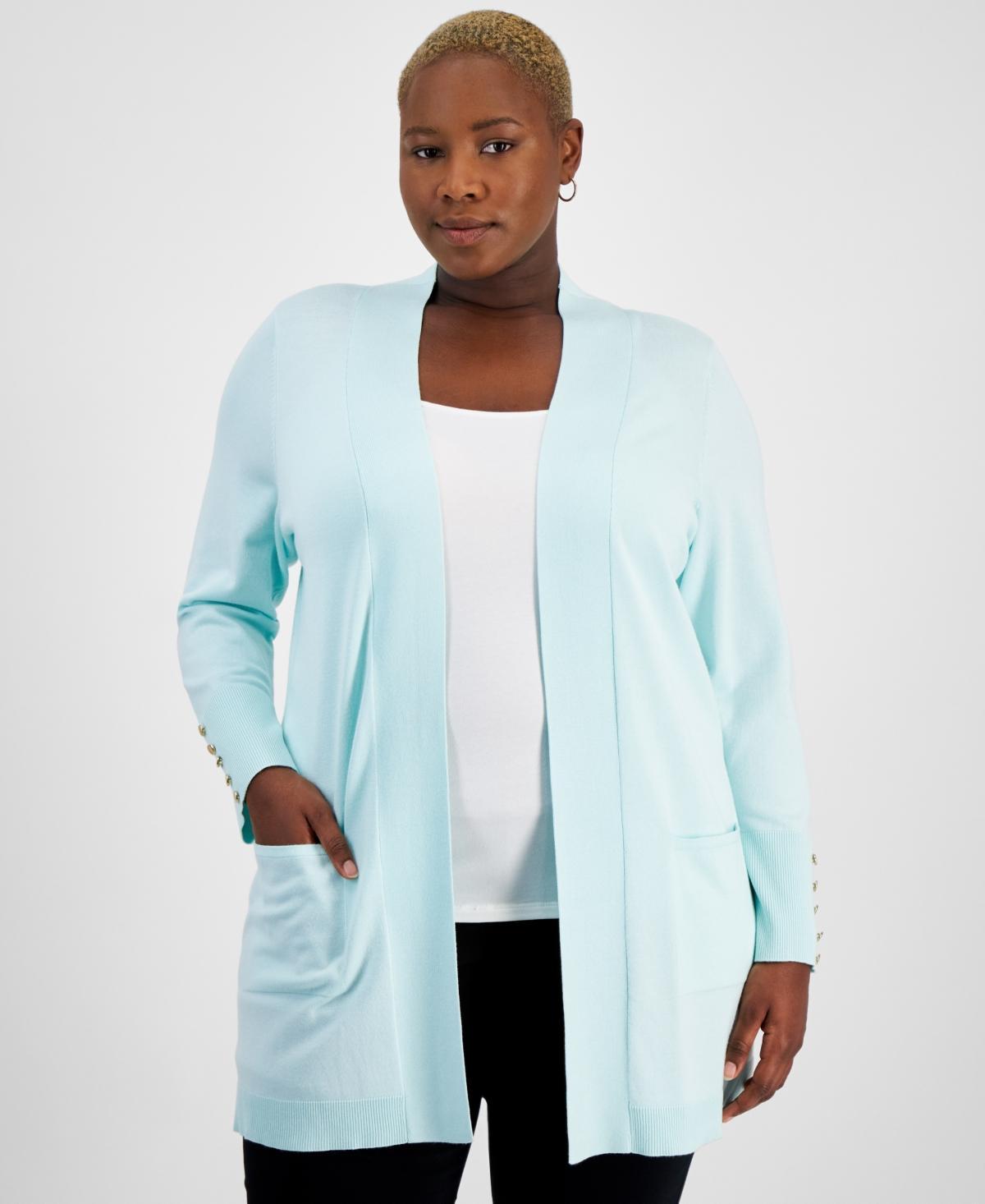 Jm Collection Plus Size Open-Front Long-Sleeve Cardigan, Created for Macys Product Image