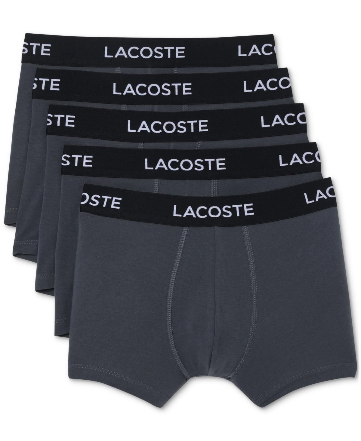 Lacoste Mens 5pk. Regular-Fit Stretch Logo Band Trunk Underwear Product Image