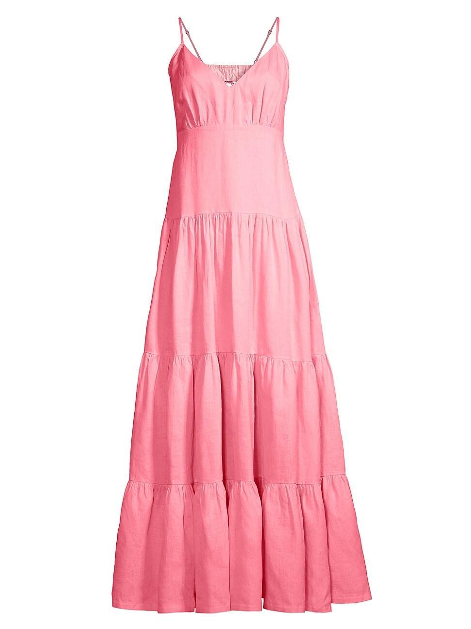 Womens Linen Tiered Maxi Dress product image