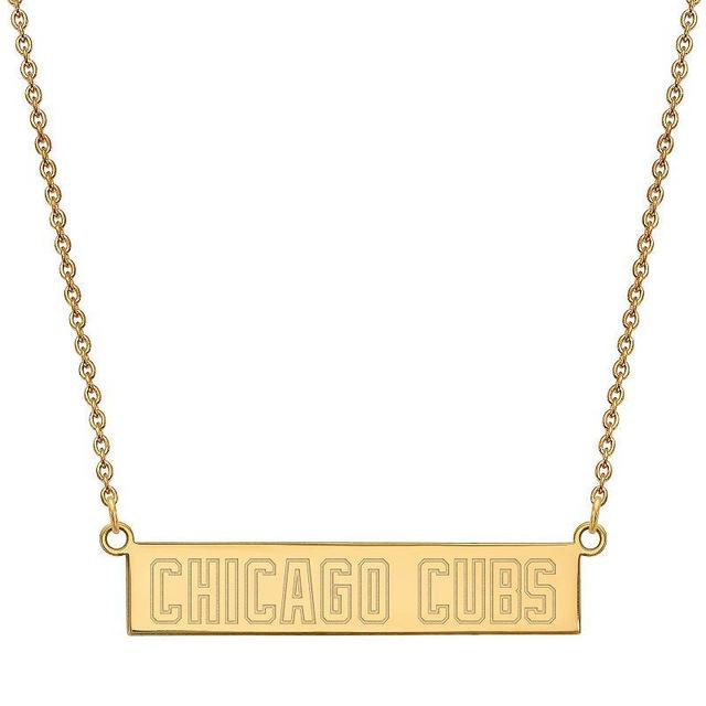 Sterling Silver LogoArt Chicago Cubs Small Bar Necklace, Womens, Gold Tone Product Image