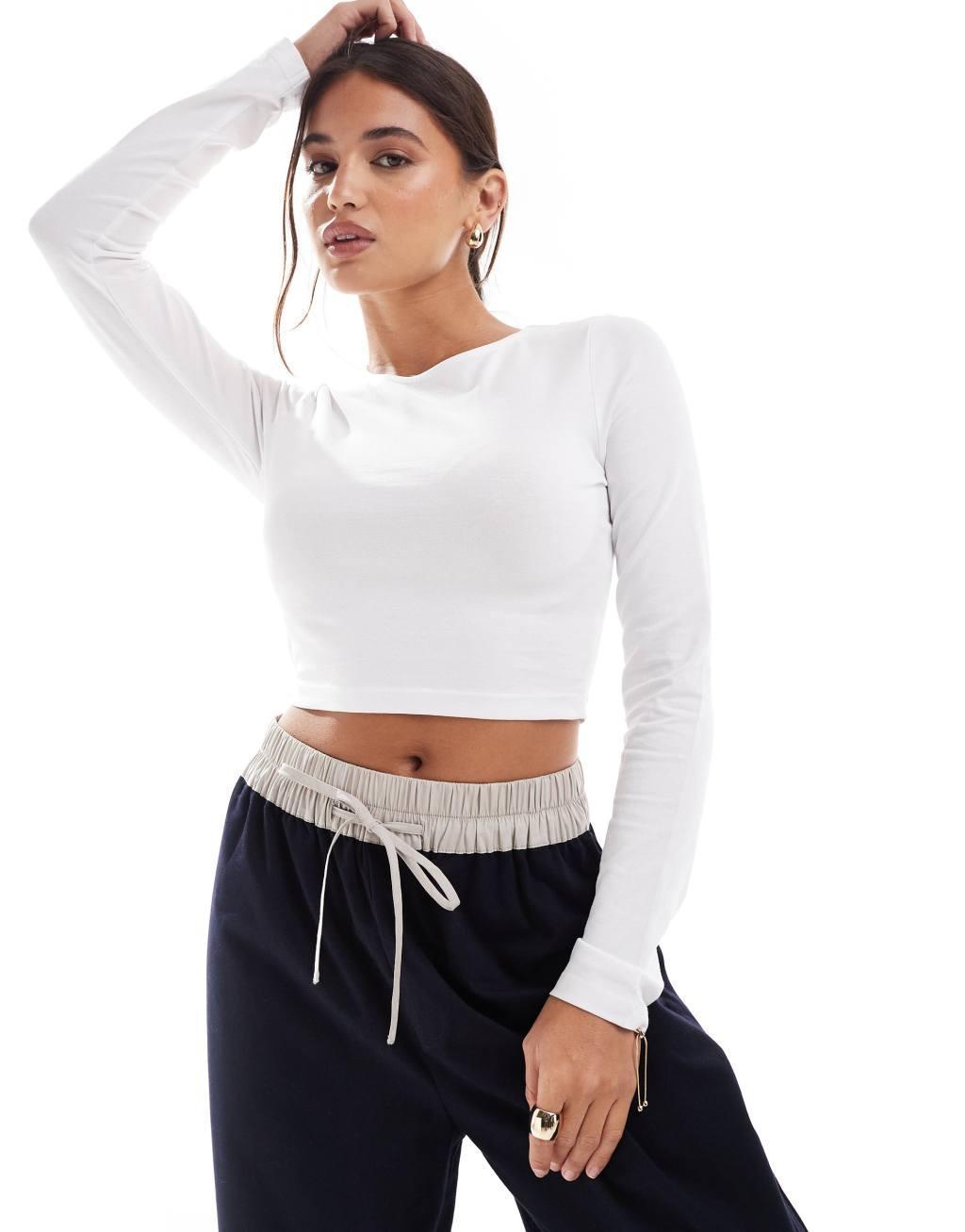 ASOS DESIGN fitted crop t-shirt with long sleeve Product Image