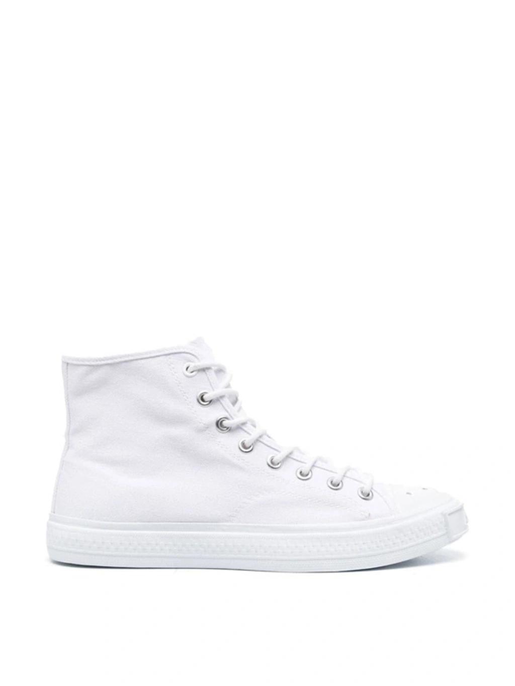 Rubber-trimmed Canvas High-top Sneakers In Optic White Product Image