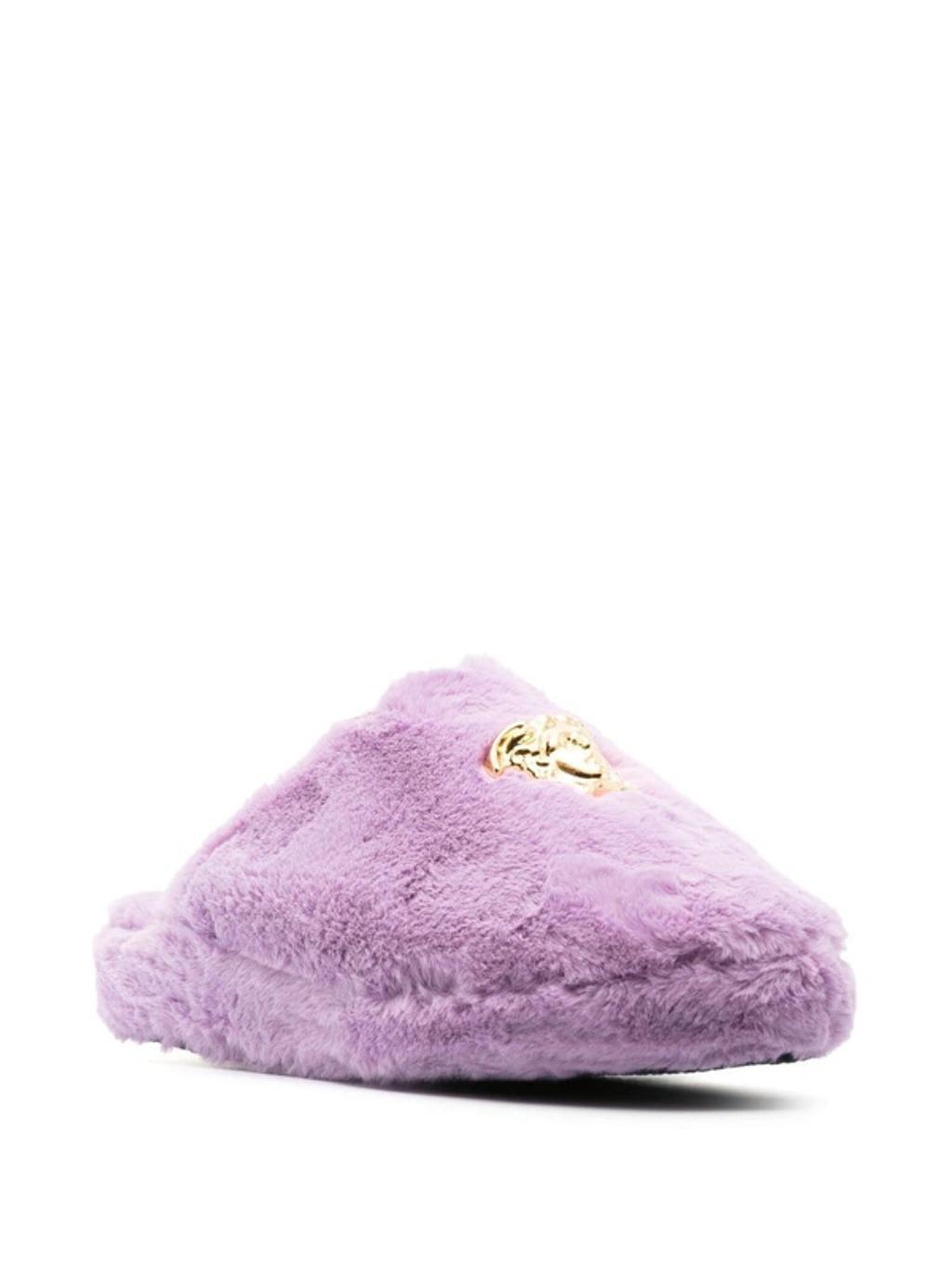 Purple La Medusa Faux Fur Slippers In Standard Product Image