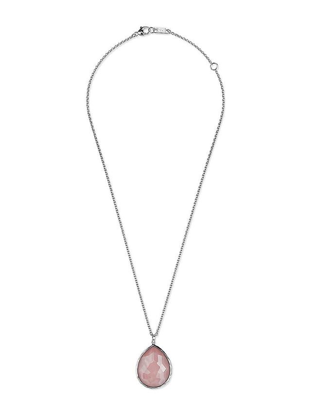 Womens Rock Candy Sterling Silver, Rock Crystal & Shell Large Pendant Necklace - Pink Mother Of Pearl Product Image