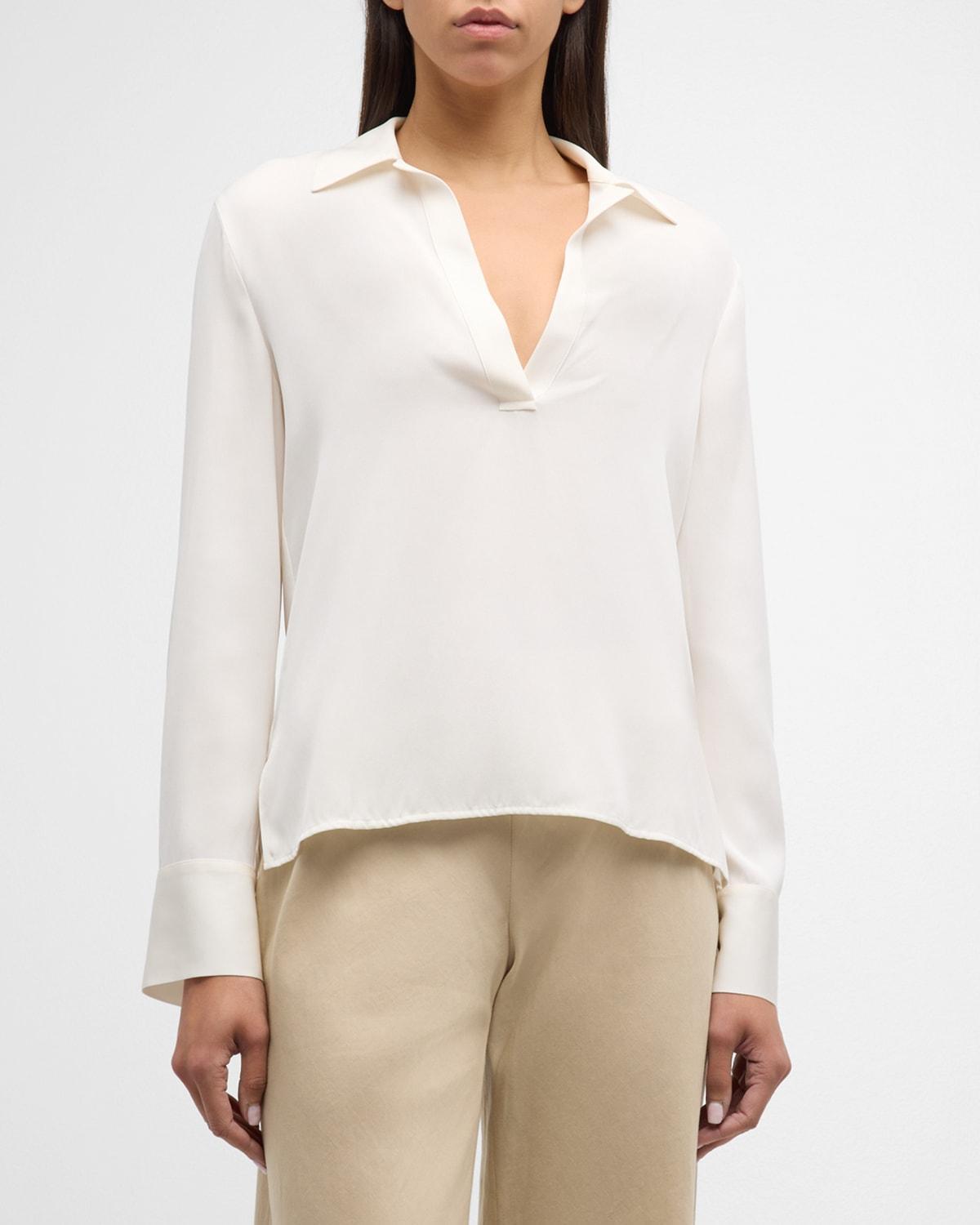 Womens Silk Chest-Pocket Blouse Product Image